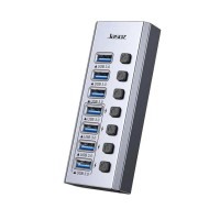 Bộ Chia Cổng USB 3.0 Sang 7 Cổng Có Công Tắc Kèm Nguồn Phụ 12V2A Jasoz T-F164 ( Có Thể Sạc Được )